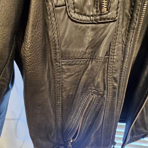 DKNY Moto Genuine Leather Jacket (M) Black - Picture 6 of 13